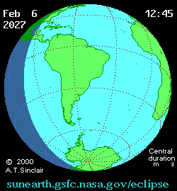 Feb 6 2027, sunearth.gsfc.nasa.gov/eclipse의 이해를 돕기 위한 화면으로 자세한 내용은 하단 표에서 확인하실 수 있습니다.