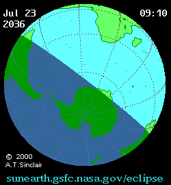 Jul 23 2036, sunearth.gsfc.nasa.gov/eclipse의 이해를 돕기 위한 화면으로 자세한 내용은 하단 표에서 확인하실 수 있습니다.