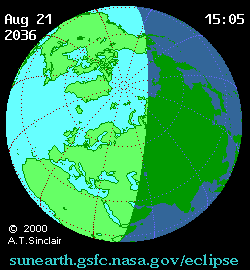 Aug 21 2036, sunearth.gsfc.nasa.gov/eclipse의 이해를 돕기 위한 화면으로 자세한 내용은 하단 표에서 확인하실 수 있습니다.