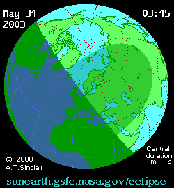 May 31 2003, Espenak's Eclipse Home Page의 이해를 돕기 위한 화면으로 자세한 내용은 하단 표에서 확인하실 수 있습니다.