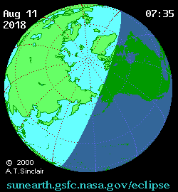 Aug 11 2018, sunearth.gsfc.nasa.gov/eclipse의 이해를 돕기 위한 화면으로 자세한 내용은 하단 표에서 확인하실 수 있습니다.
