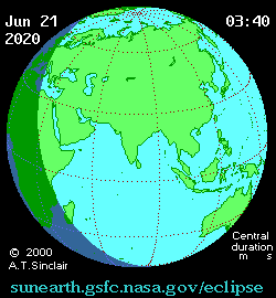 Jun 21 2020, sunearth.gsfc.nasa.gov/eclipse의 이해를 돕기 위한 화면으로 자세한 내용은 하단 표에서 확인하실 수 있습니다.