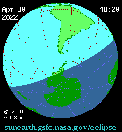 Apr 30 2022, sunearth.gsfc.nasa.gov/eclipse의 이해를 돕기 위한 화면으로 자세한 내용은 하단 표에서 확인하실 수 있습니다.