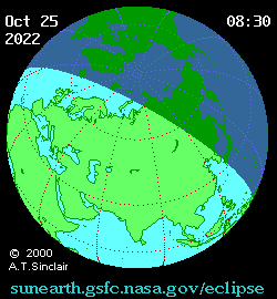Oct 25 2022, sunearth.gsfc.nasa.gov/eclipse의 이해를 돕기 위한 화면으로 자세한 내용은 하단 표에서 확인하실 수 있습니다.