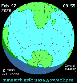 Feb 17 2026, sunearth.gsfc.nasa.gov/eclipse의 이해를 돕기 위한 화면으로 자세한 내용은 하단 표에서 확인하실 수 있습니다.