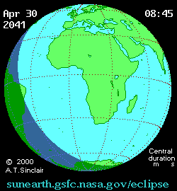 Apr 30 2041, sunearth.gsfc.nasa.gov/eclipse의 이해를 돕기 위한 화면으로 자세한 내용은 하단 표에서 확인하실 수 있습니다.