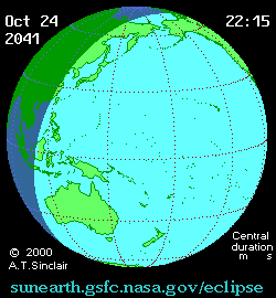 Oct 25 2041, sunearth.gsfc.nasa.gov/eclipse의 이해를 돕기 위한 화면으로 자세한 내용은 하단 표에서 확인하실 수 있습니다.