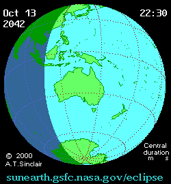 Oct 14 2042, sunearth.gsfc.nasa.gov/eclipse의 이해를 돕기 위한 화면으로 자세한 내용은 하단 표에서 확인하실 수 있습니다.