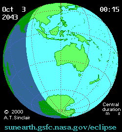 Oct 3 2043, sunearth.gsfc.nasa.gov/eclipse의 이해를 돕기 위한 화면으로 자세한 내용은 하단 표에서 확인하실 수 있습니다.