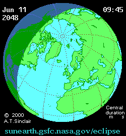 Jun 11 2048, sunearth.gsfc.nasa.gov/eclipse의 이해를 돕기 위한 화면으로 자세한 내용은 하단 표에서 확인하실 수 있습니다.