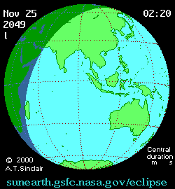 Nov 25 2049, sunearth.gsfc.nasa.gov/eclipse의 이해를 돕기 위한 화면으로 자세한 내용은 하단 표에서 확인하실 수 있습니다.