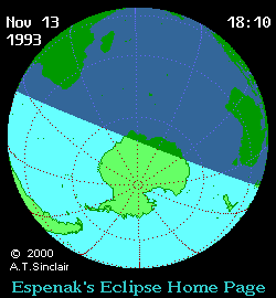 Nov 13 1993, Espenak's Eclipse Home Page의 이해를 돕기 위한 화면으로 자세한 내용은 하단 표에서 확인하실 수 있습니다.