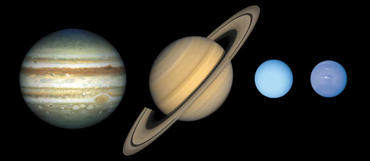 목성과 성질이 비슷하며 기체로 되어 있고 밀도가 지구형 행성보다 낮으며 토서처럼 고리를 가지고 있는 행성을 목성형 행성이라 한다. 목성형 행성으로는 목성, 토성, 천왕성, 해왕성이 있다.