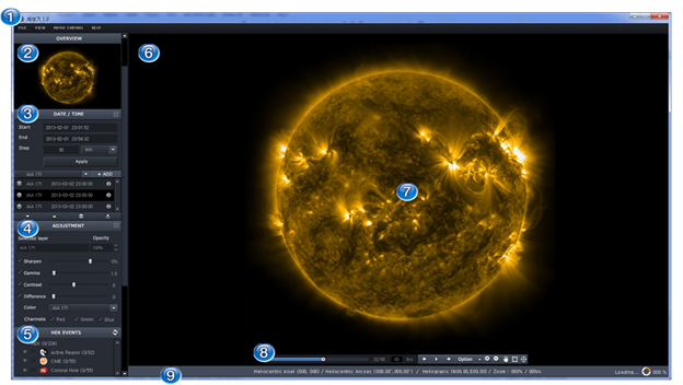태양 체험 프로그램 해보기 어플리케이션의 화면 및 사용방법의 이해를 돕기 위한 화면입니다.
